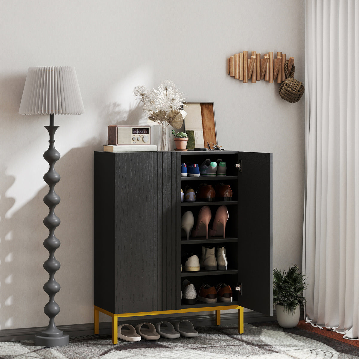 Shoe Cabinet with Soft-Close Doors and Adjustable Shelves – 28"W x 37"H