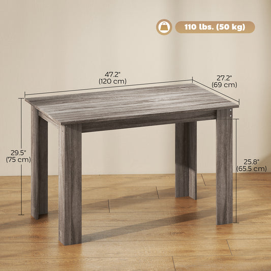 47" Kitchen Table for 4-6 People, Dining Table with Wood Effect for Dining Room