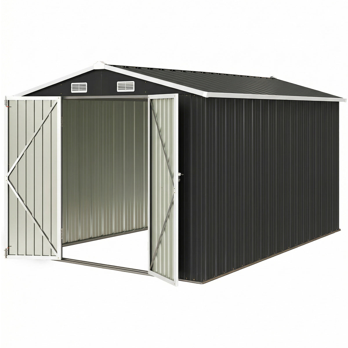 10' x 10' Metal Shed, Heavy Duty Outdoor Storage Shed with 4 Vents and Lockable Double Doors