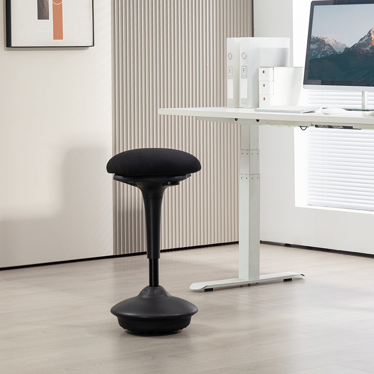 Swivel Standing Desk Chair, Backless Wobble Stool Chair, Black