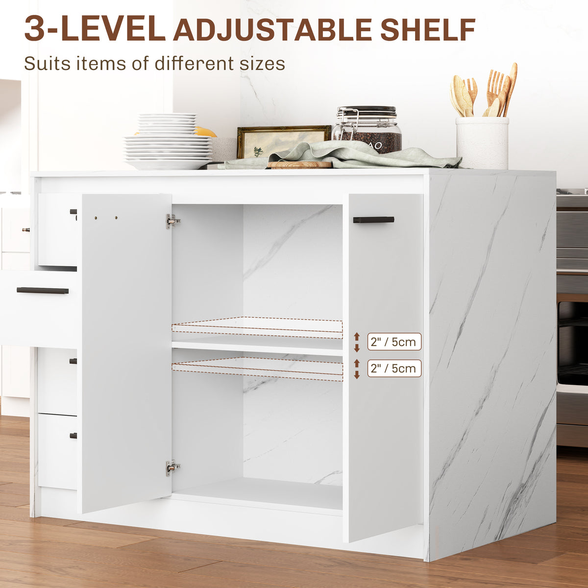 Kitchen Island with Storage Cabinet – 46"W x 36"H