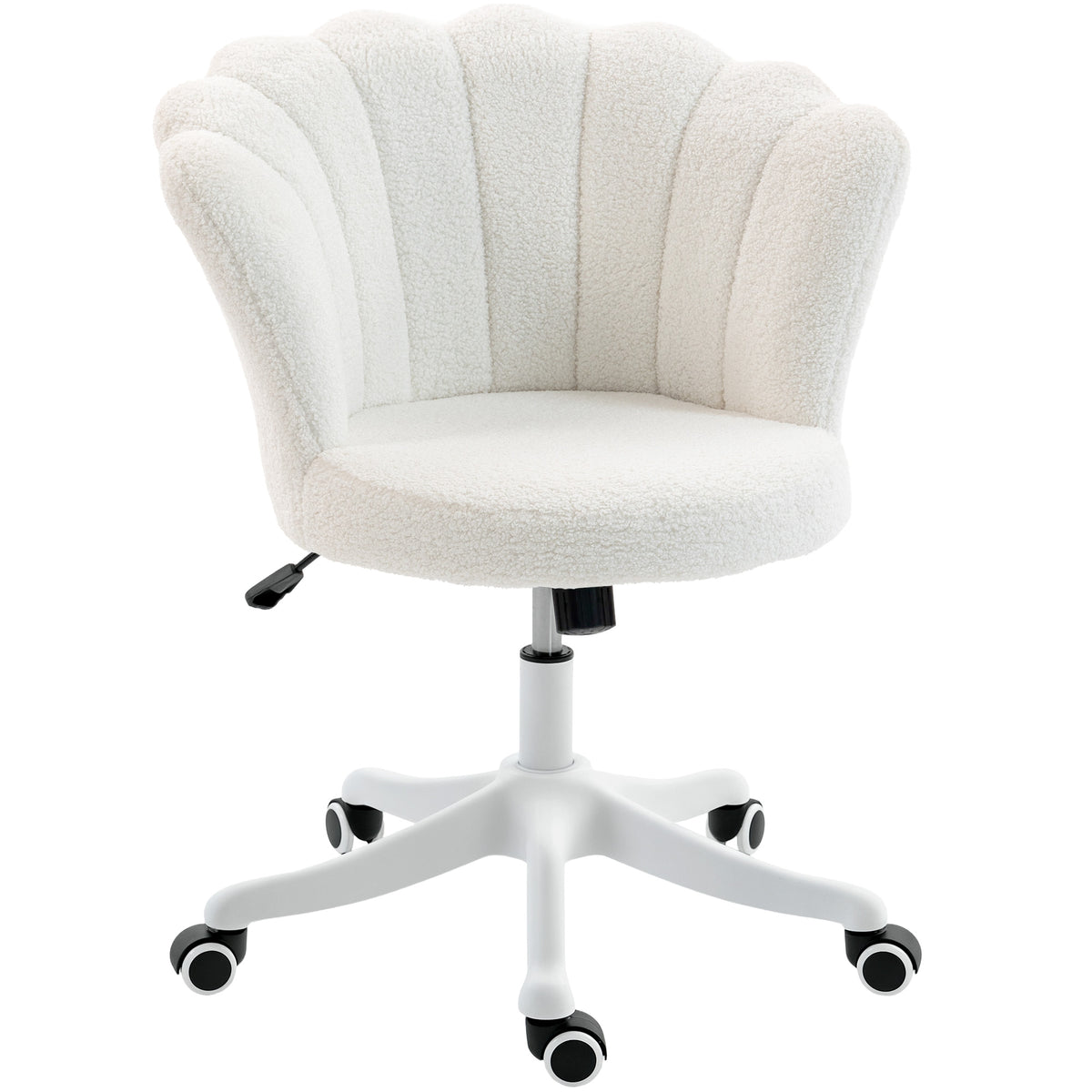 Office Chair, Armless Swivel Desk Chair with Adjustable Height, Backrest, Cream White