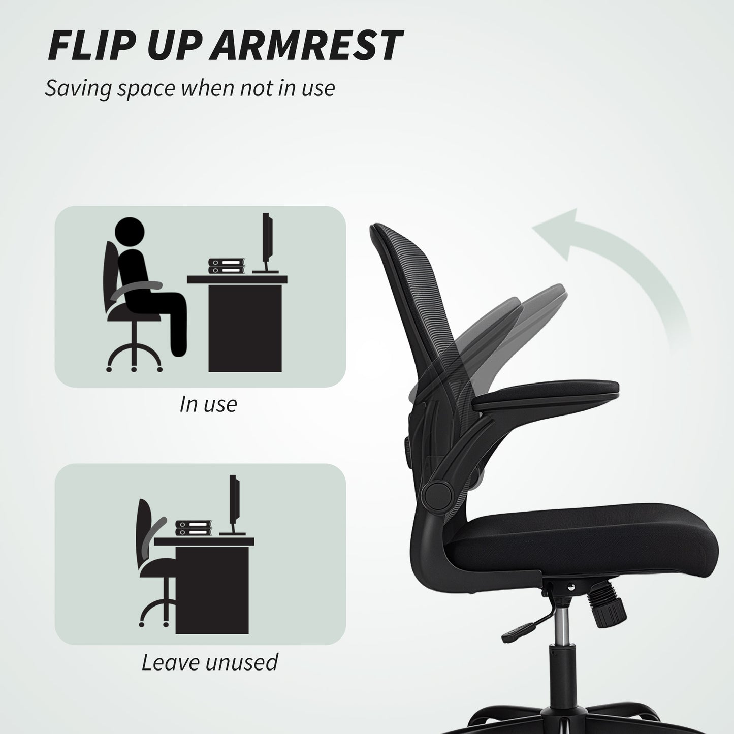 HOMCOM Ergonomic Mesh Office Chair with 4D Lumbar Support, Flip-Up Armrests, Tilt, Swivel