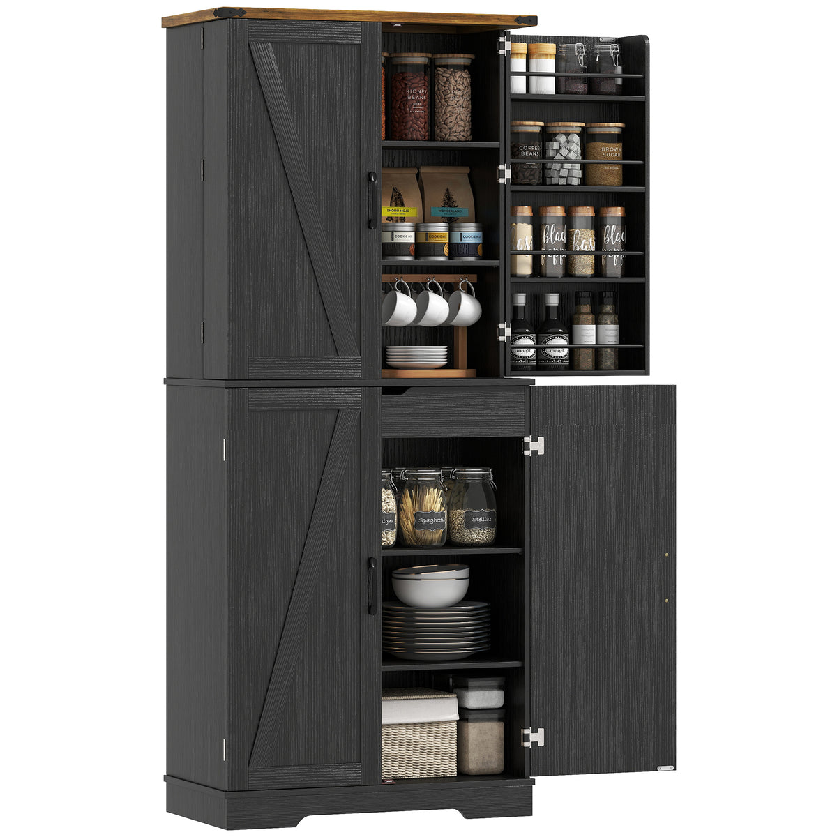Farmhouse Storage Cabinet with 4 Doors – 30"W x 72"H