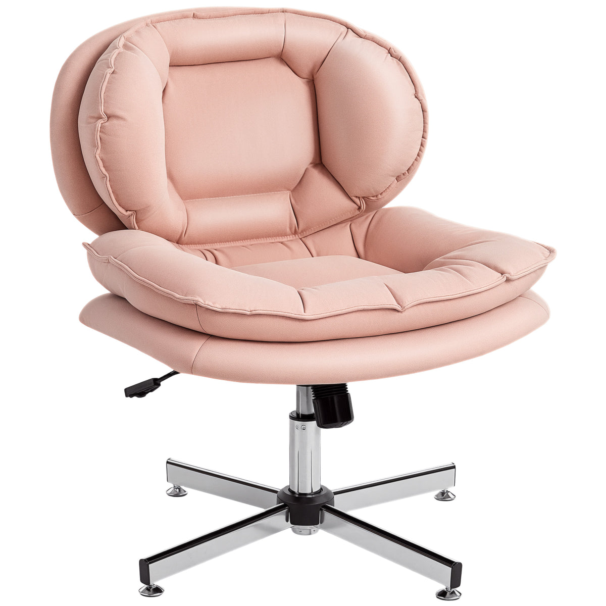 Criss Cross Chair, Armless Wide Office Chair with Leathaire Upholstery, Tilting, Pink