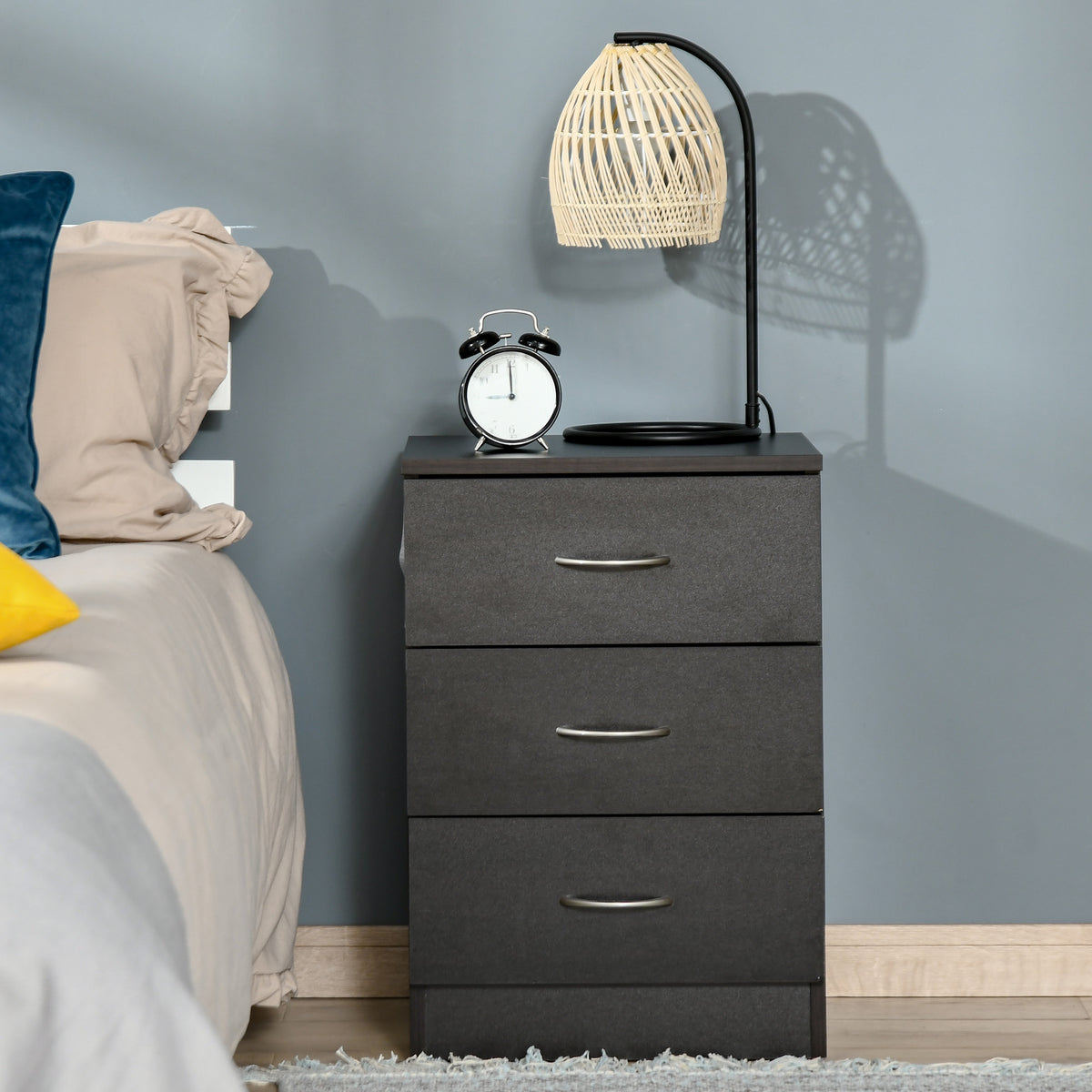3-Drawer Wood Nightstand – 16"W x 23"H