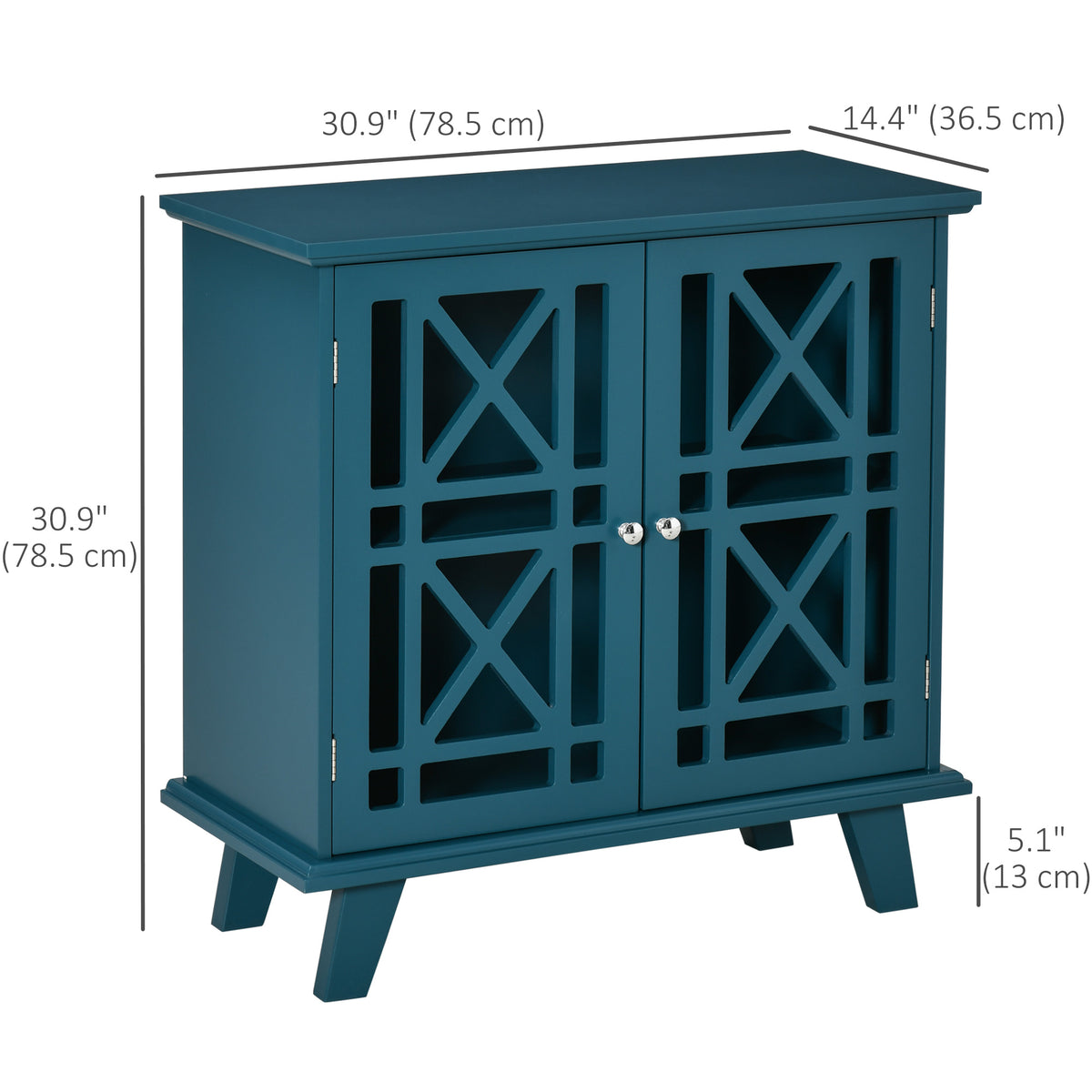 Storage Cabinet with Fretwork Doors and Shelf – 31"W x 31"H