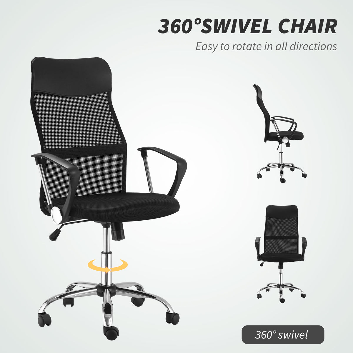 Ergonomic Mesh Office Chair, High Back Computer Desk Chair with Adjustable Height, Black