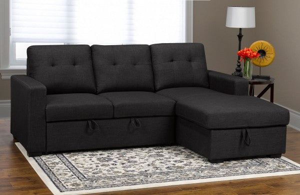 Monton Grey Fabric Sectional Sofa Bed with Storage Chaise, Pull-Out Sleeper