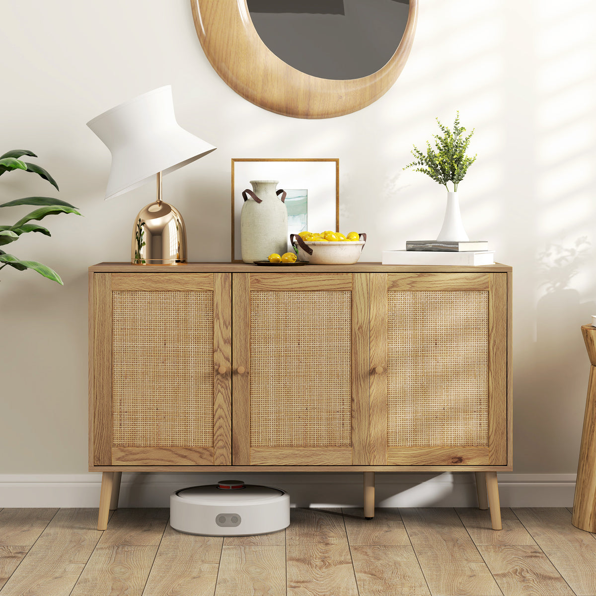 47" Bohemian Sideboard with Rattan Doors