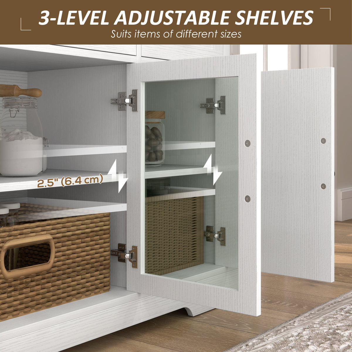 Sideboard Buffet Cabinet with Storage – 55"W x 32"H