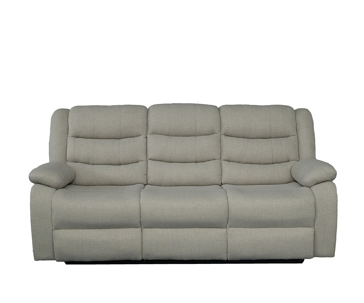 Premium Rowan Grey Linen Fabric Manual Recliner Sofa with Drop-Down Tray