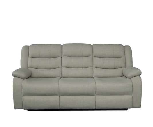Premium Rowan Grey Linen Fabric Manual Recliner Sofa with Drop-Down Tray