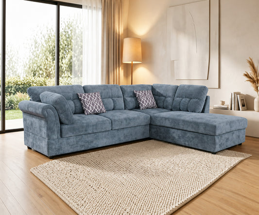 Stylish Grey Fabric Anchor Sectional Sofa with Ottoman and Throw Pillows