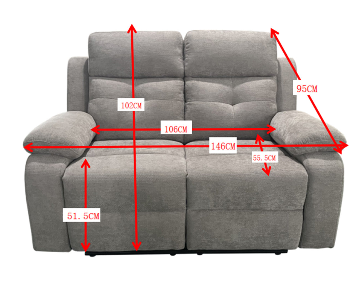 Jemma Grey Manual Reclining Fabric Living Room Loveseat KMX079L