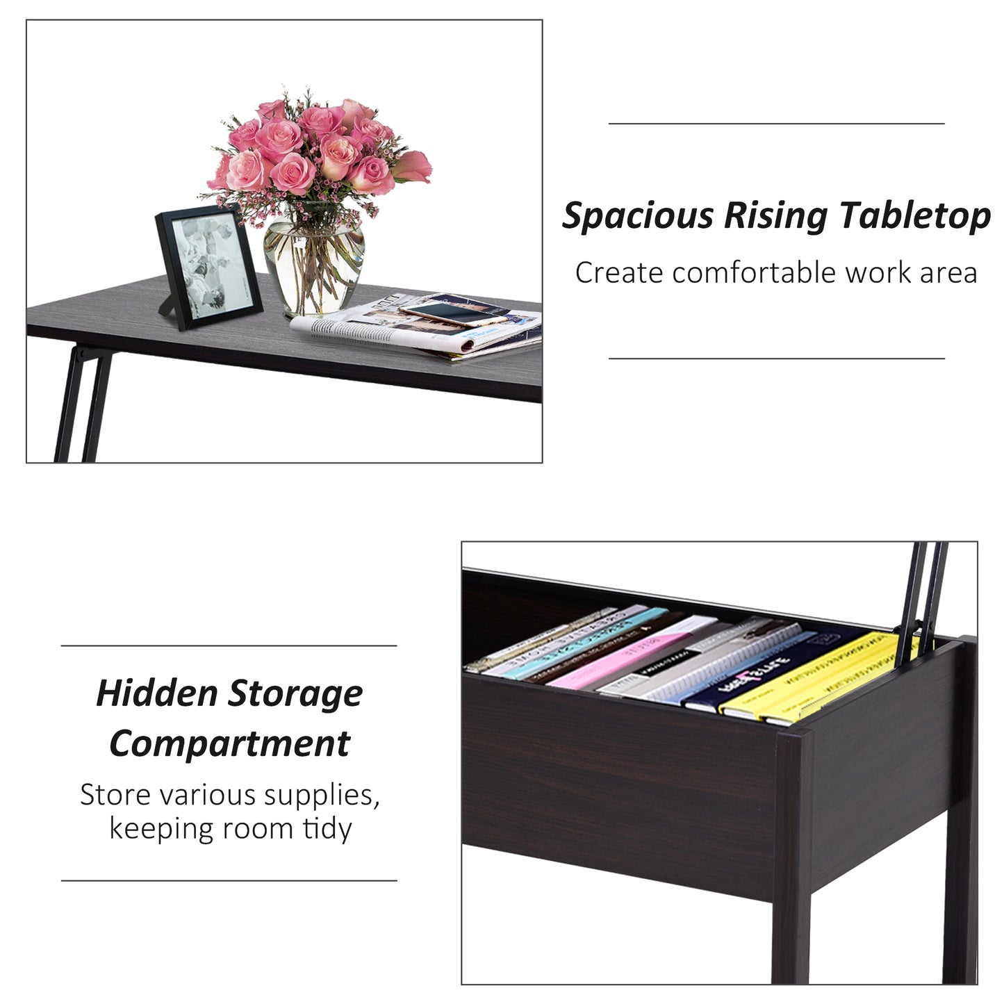 HOMCOM Versatile Lift-Top Coffee Table with Concealed Storage for Modern Living