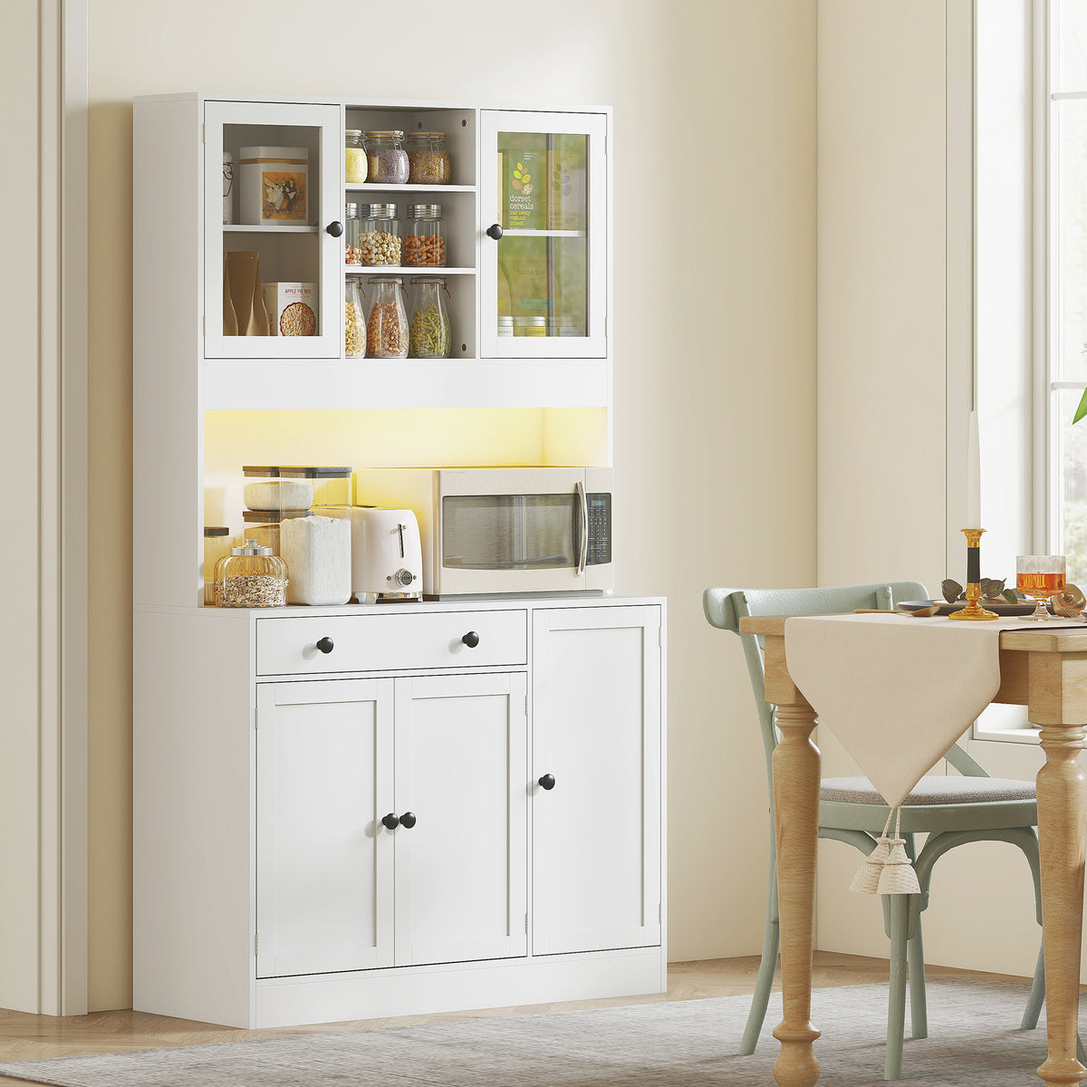 Tall Kitchen Pantry with LED Light – 41"W x 71"H