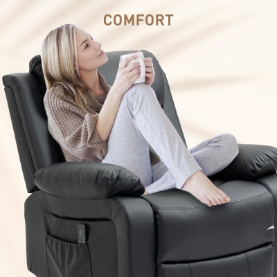 HOMCOM Deluxe PU Leather Manual Massage Recliner Chair with Swivel & Rocking