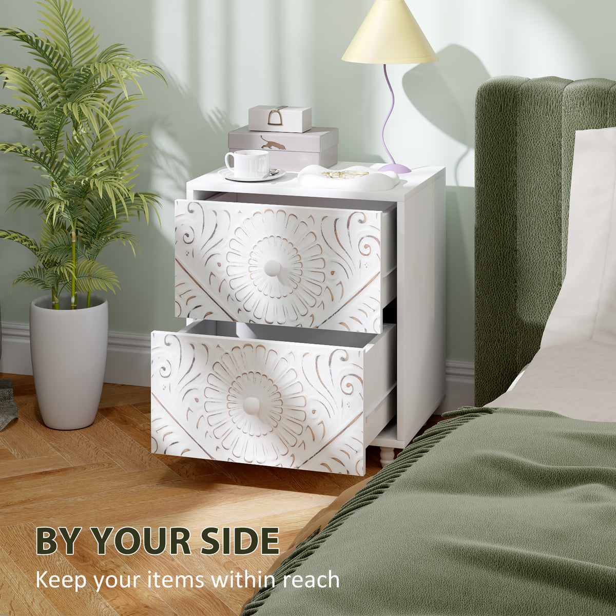 Mid-Century 2-Drawer Nightstand – 18"W x 21"H