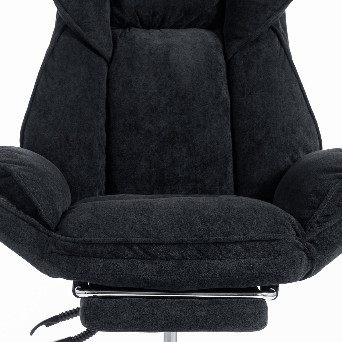 Big and Tall Office Chair with Footrest, High Back Snowflake Velvet Reclining Executive Desk Chair, Black