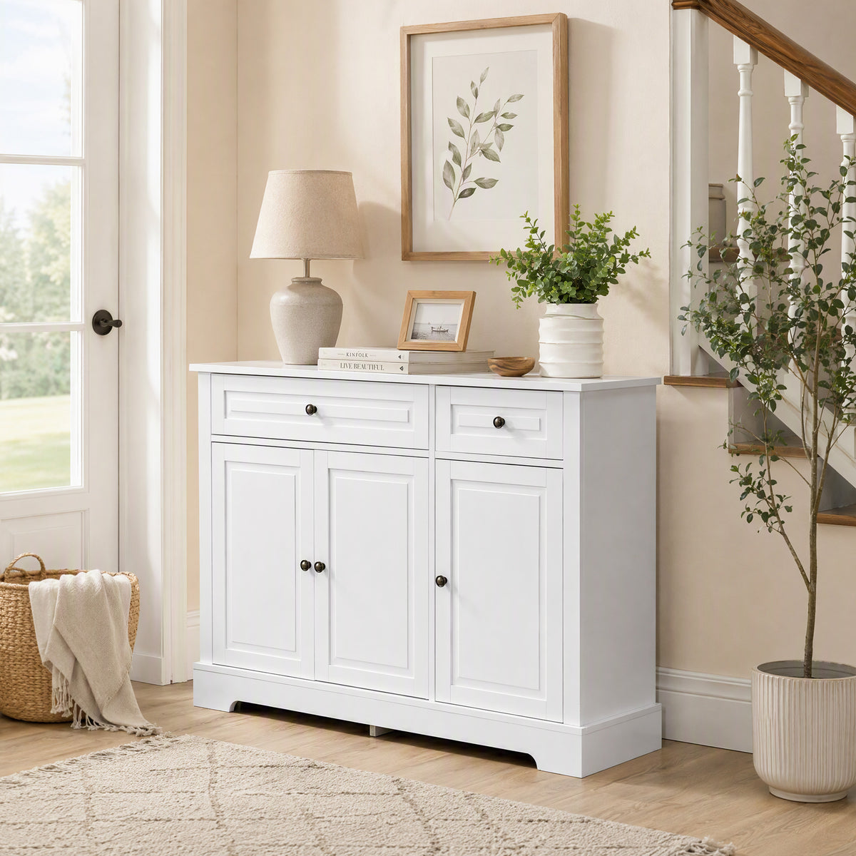 Buffet Cabinet with 2 Drawers and Adjustable Shelves – 45"W x 32"H