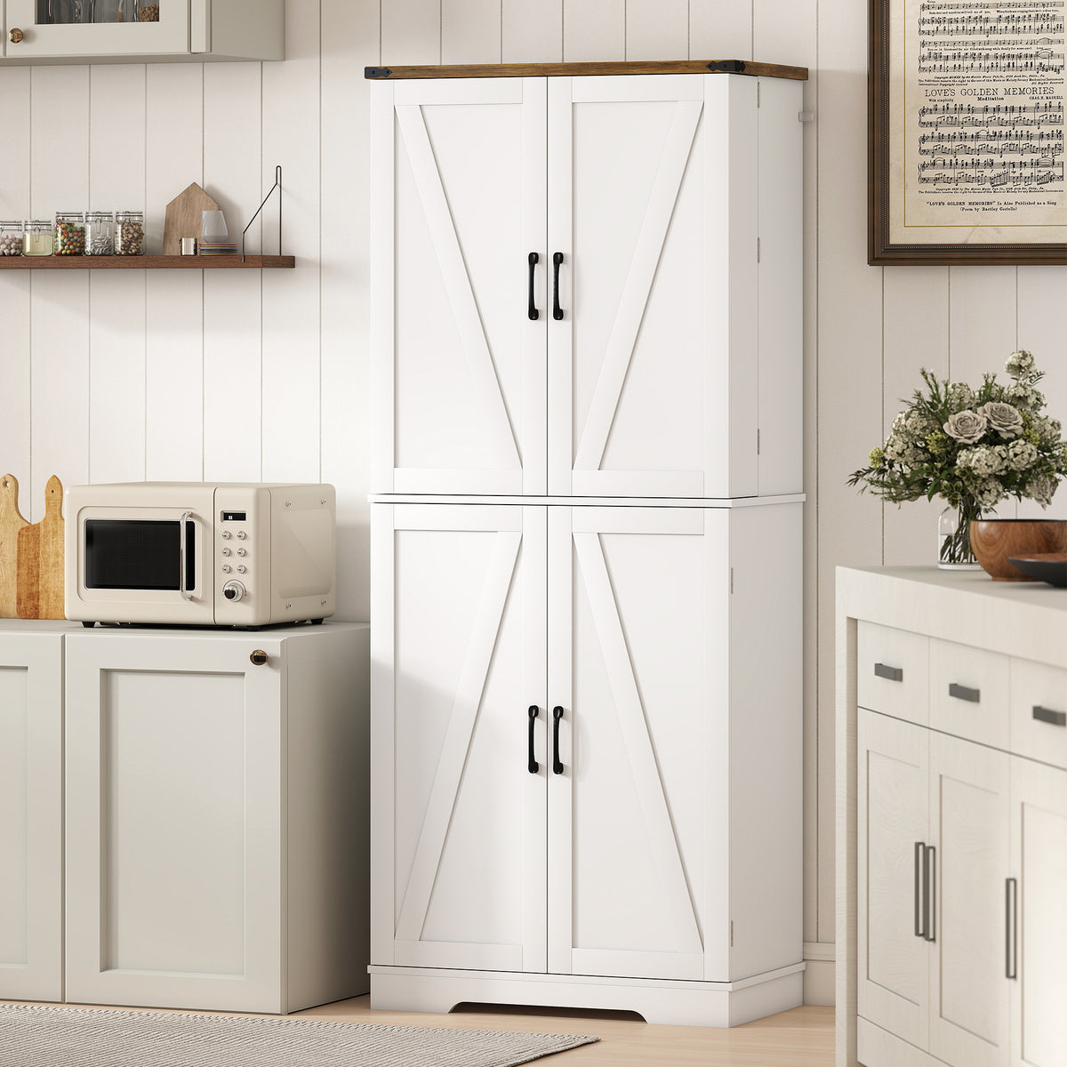 Farmhouse Storage Cabinet with 4 Doors – 30"W x 72"H