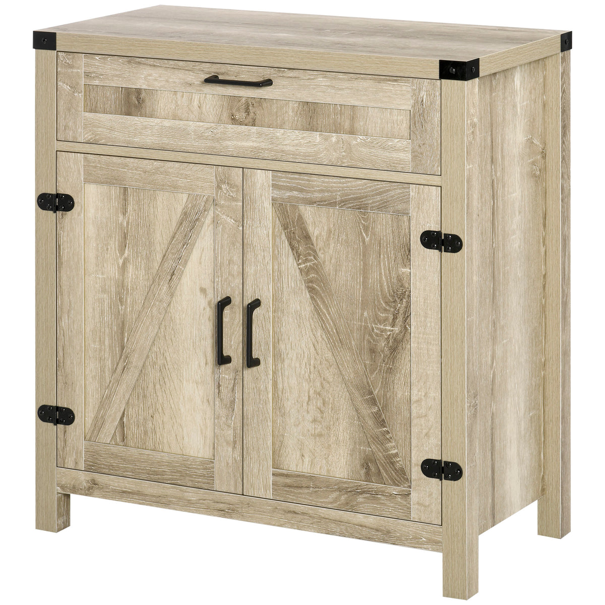Sideboard Buffet Cabinet with 2 Rustic Barn Doors and Drawer – 30"W x 33"H