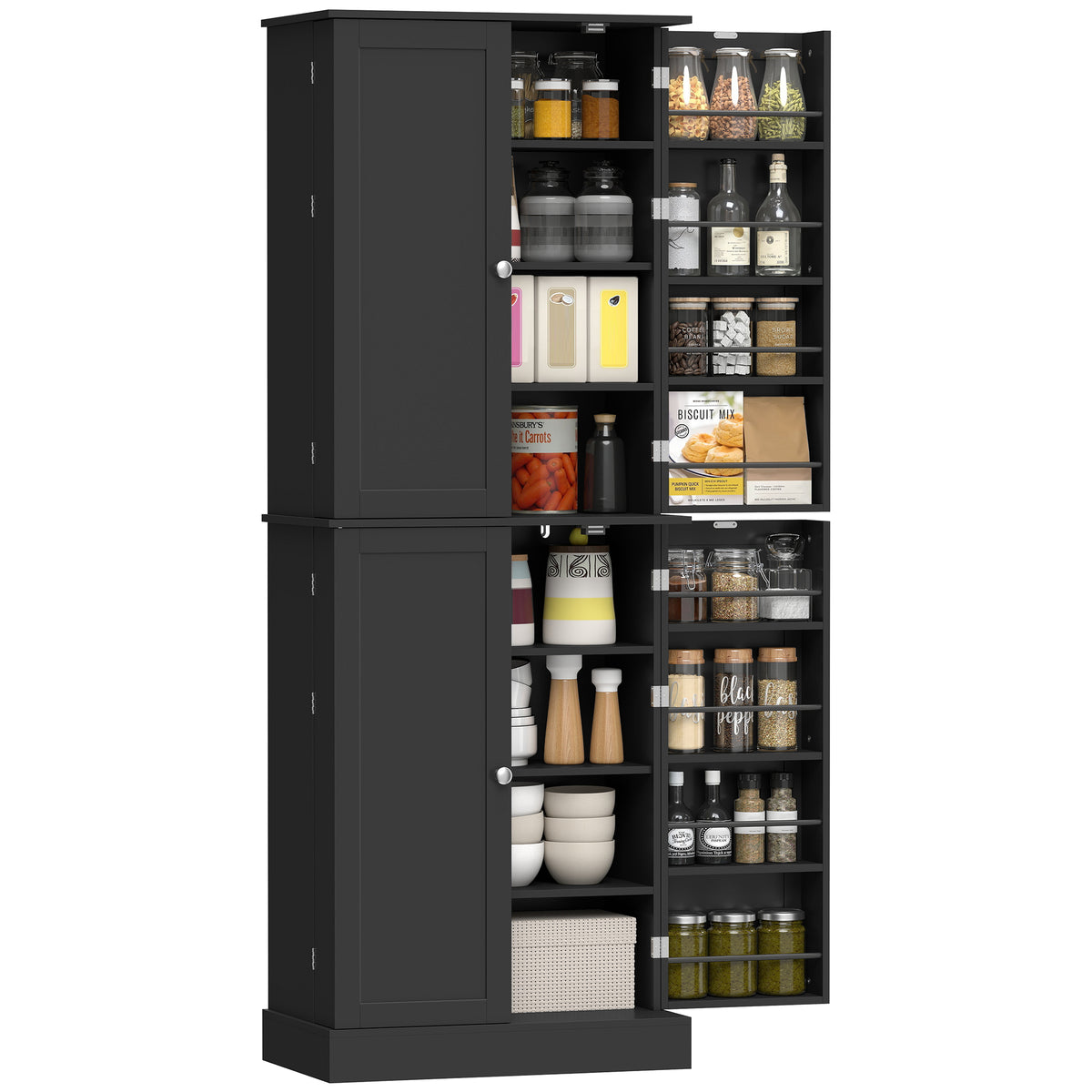 Kitchen Pantry Cabinet with 4 Doors and 16 Door Shelves – 24"W x 65"H