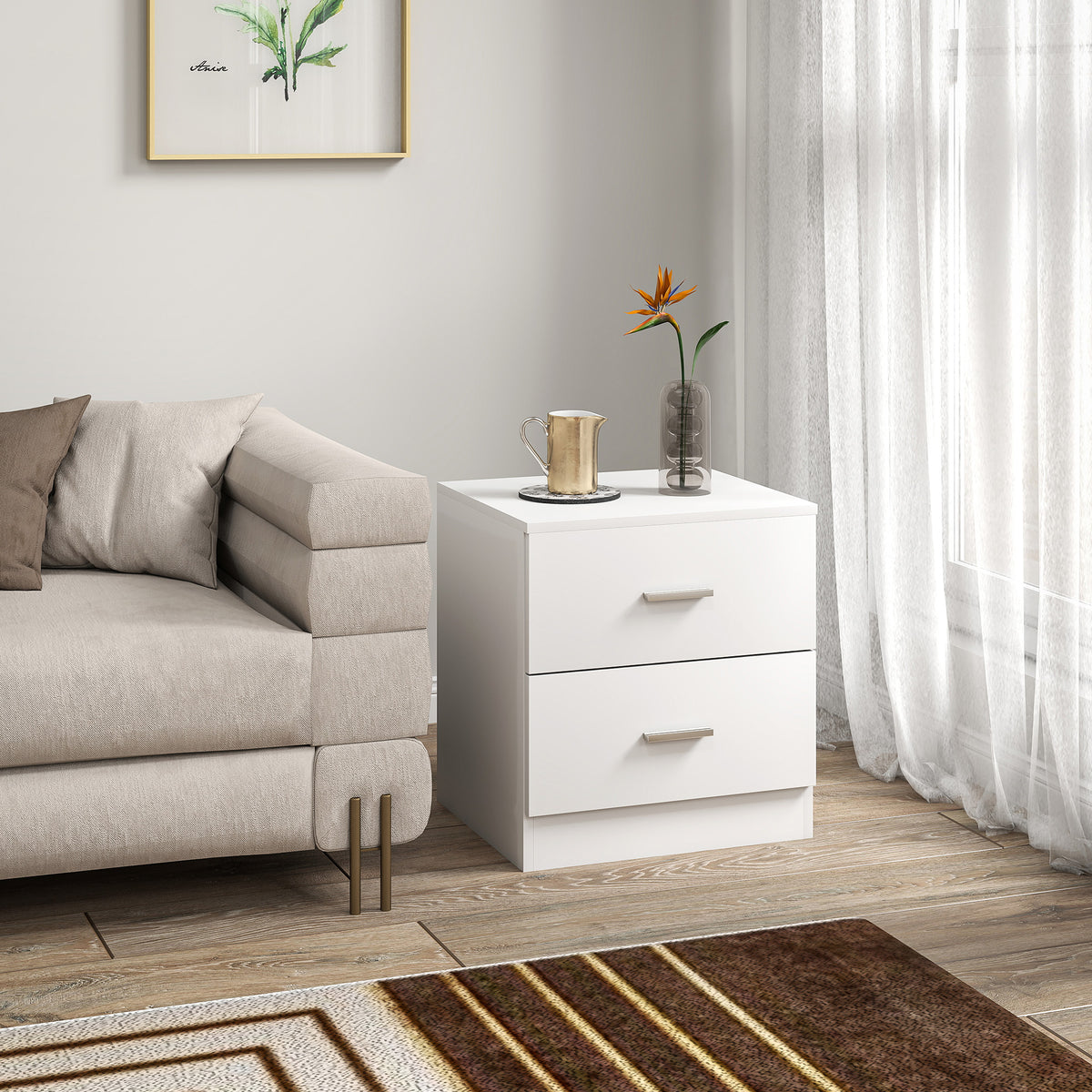 Modern 2-Drawer Nightstand – 18"W x 19"H