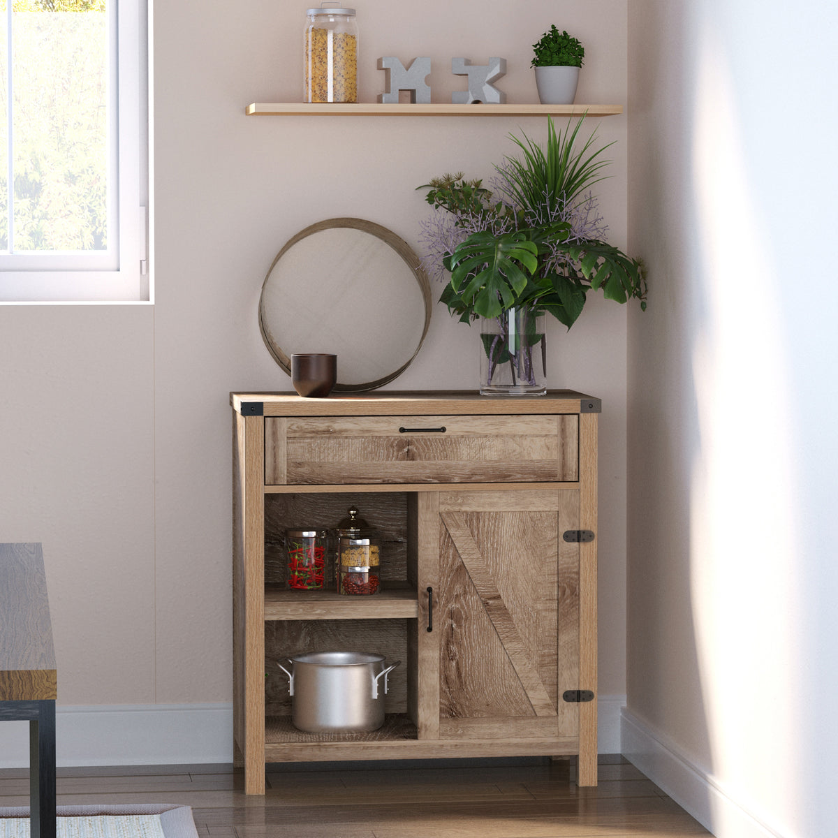 Farmhouse Sideboard with Barn Doors – 30"W x 33"H