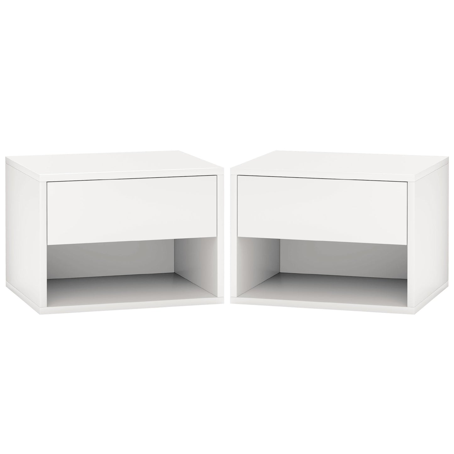 Modern White Floating Wall Mounted Nightstands Set of 2 with Drawer for Bedroom