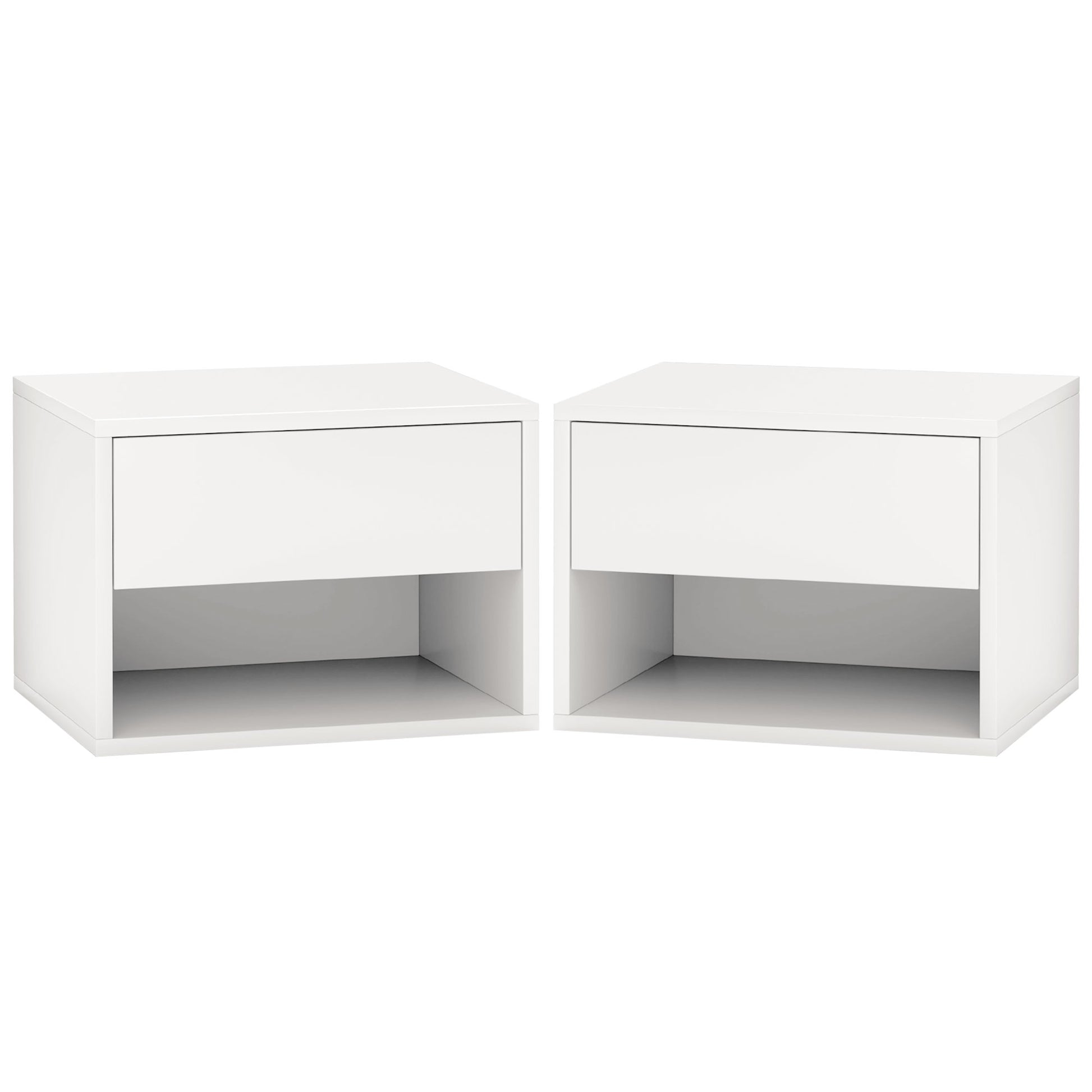 Modern White Floating Wall Mounted Nightstands Set of 2 with Drawer for Bedroom