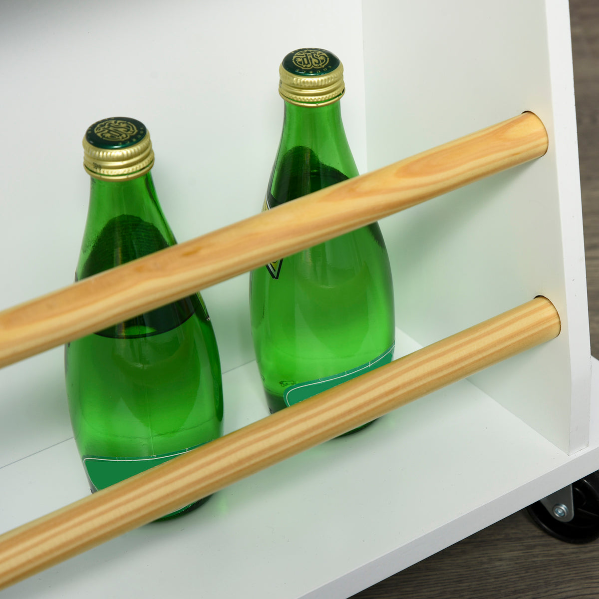 Rolling Kitchen Island Trolley Storage Cart with Rubber Wood Top – 35"W x 35"H