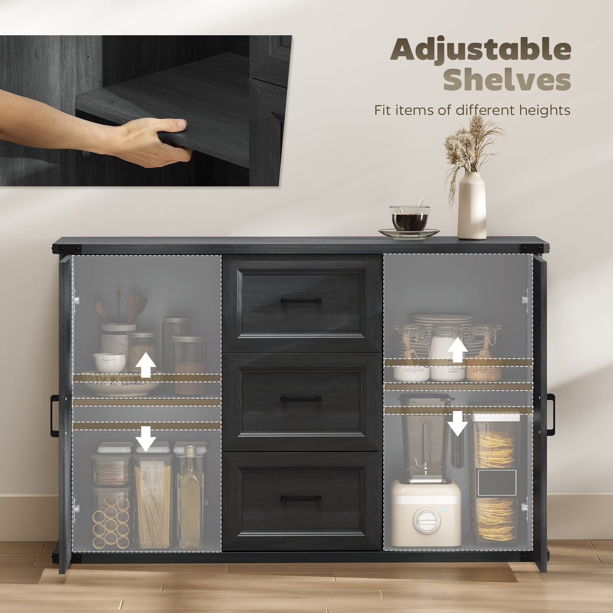 Sideboard with 3 Drawers and 2 Doors – 47"W x 30"H