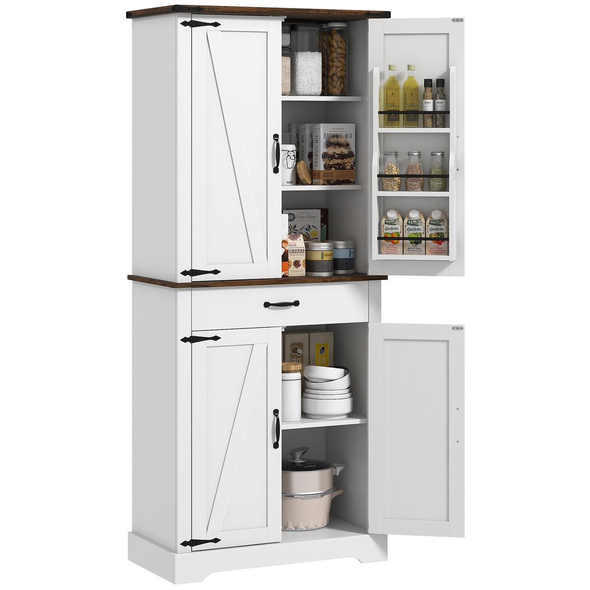 Farmhouse Pantry Cabinet with Barn Doors – 30"W x 71"H