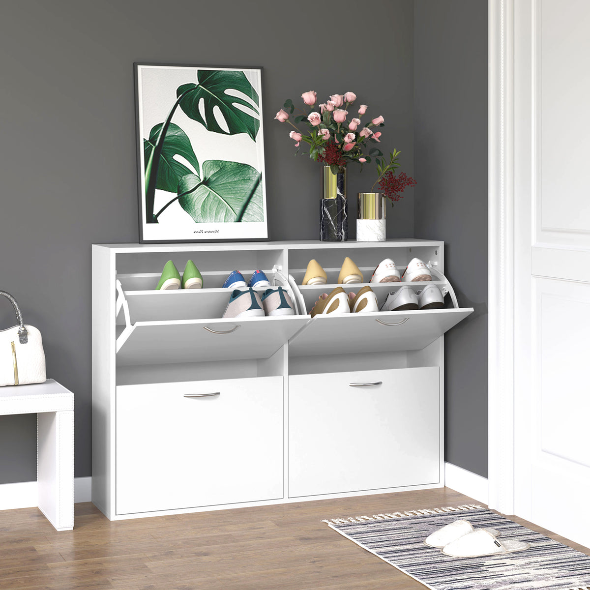 Flip-Down Multi Shoe Cabinet – 47"W x 32"H