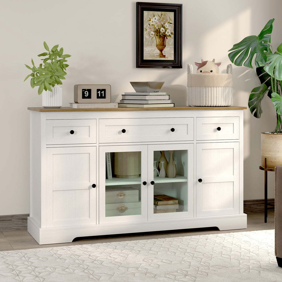 Sideboard Buffet Cabinet with Storage – 55"W x 32"H