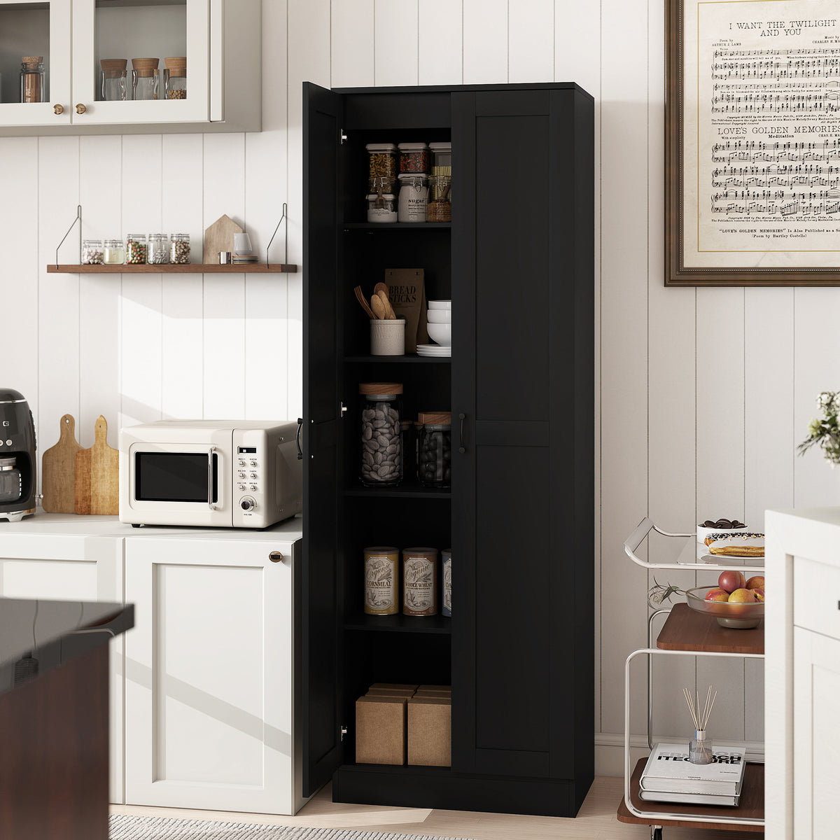 Tall Pantry Cabinet with Adjustable Shelves – 24"W x 69"H