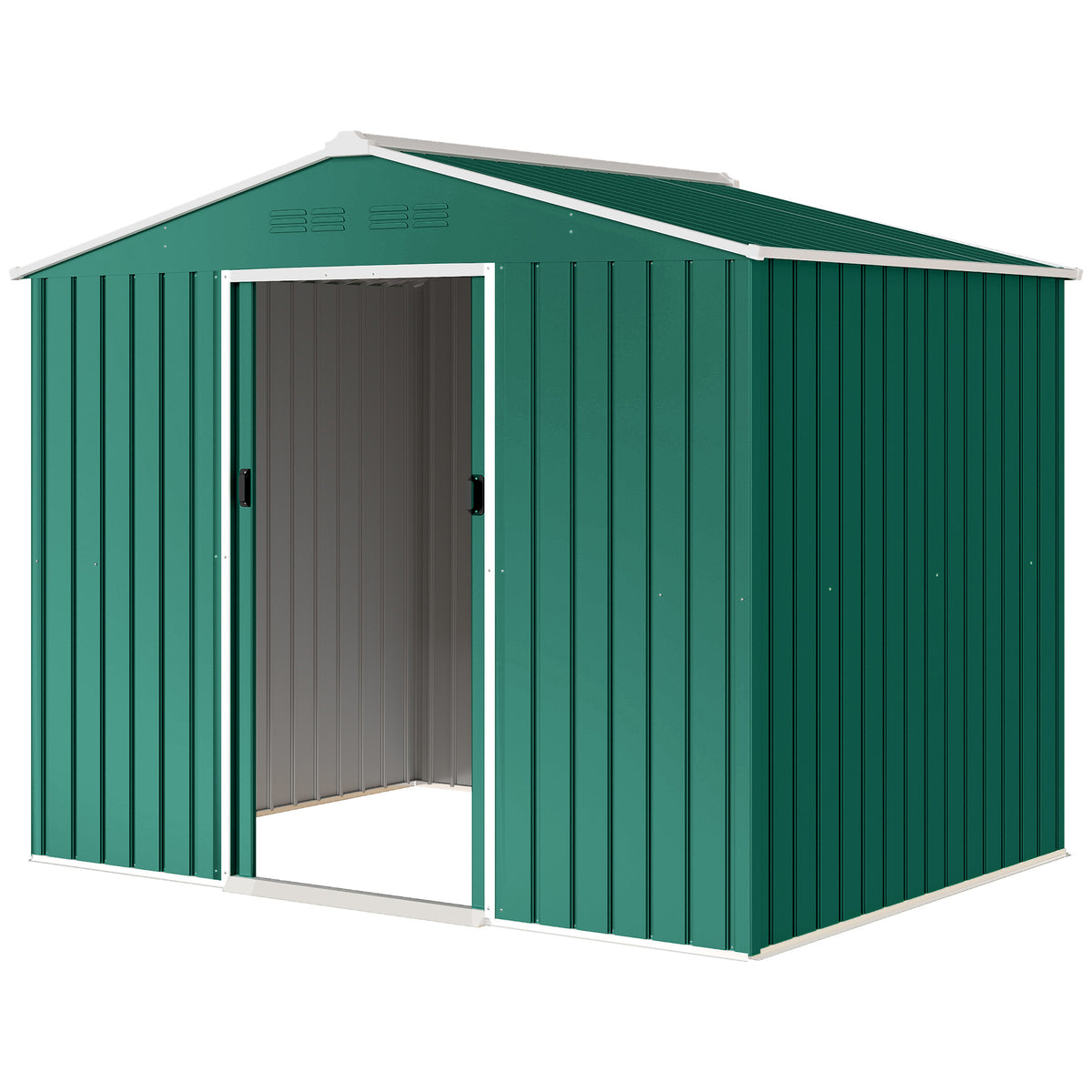 8' x 6' Outdoor Storage Shed, Metal Garden Tool Storage House with Lockable Sliding Doors and Vents