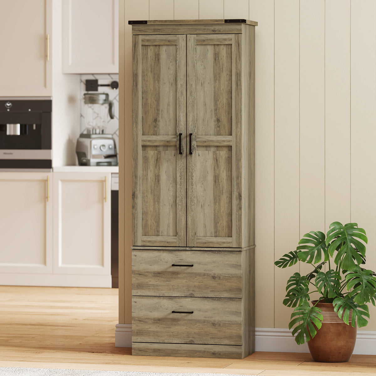 Kitchen Pantry Cabinet with Doors – 24"W x 67"H