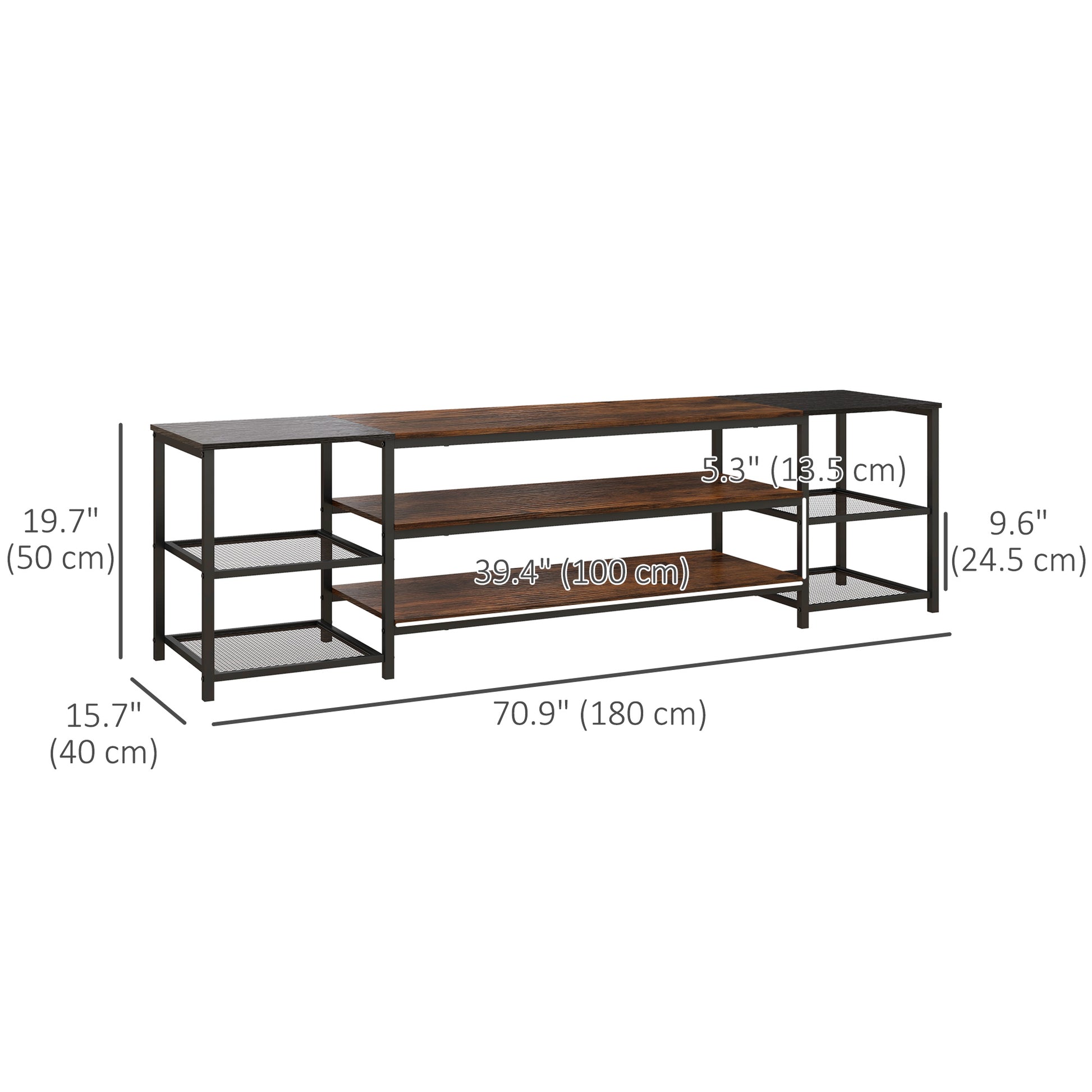 HOMCOM Industrial TV Stand for 80-inch TVs with Open Storage Shelves