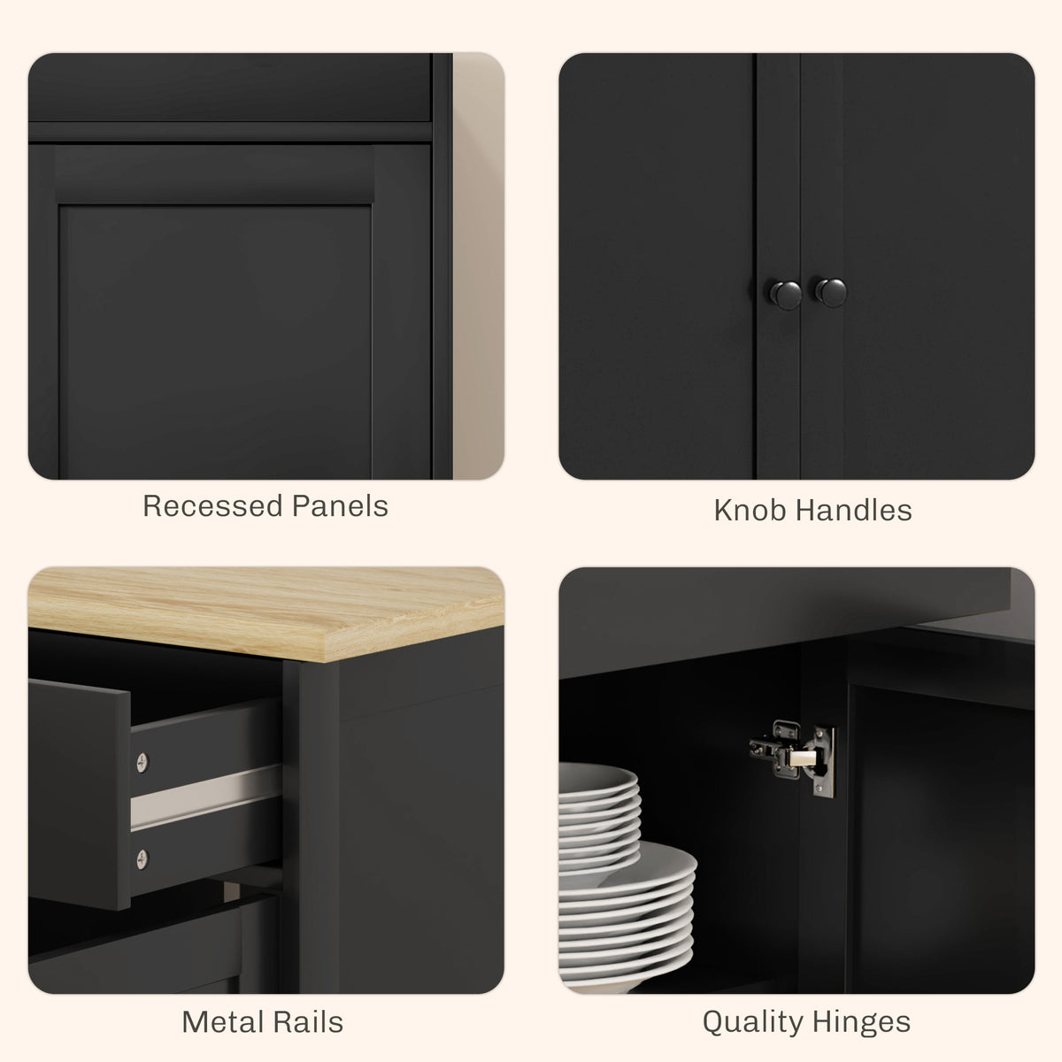 Buffet Cabinet with Storage Drawers – 55"W x 34"H