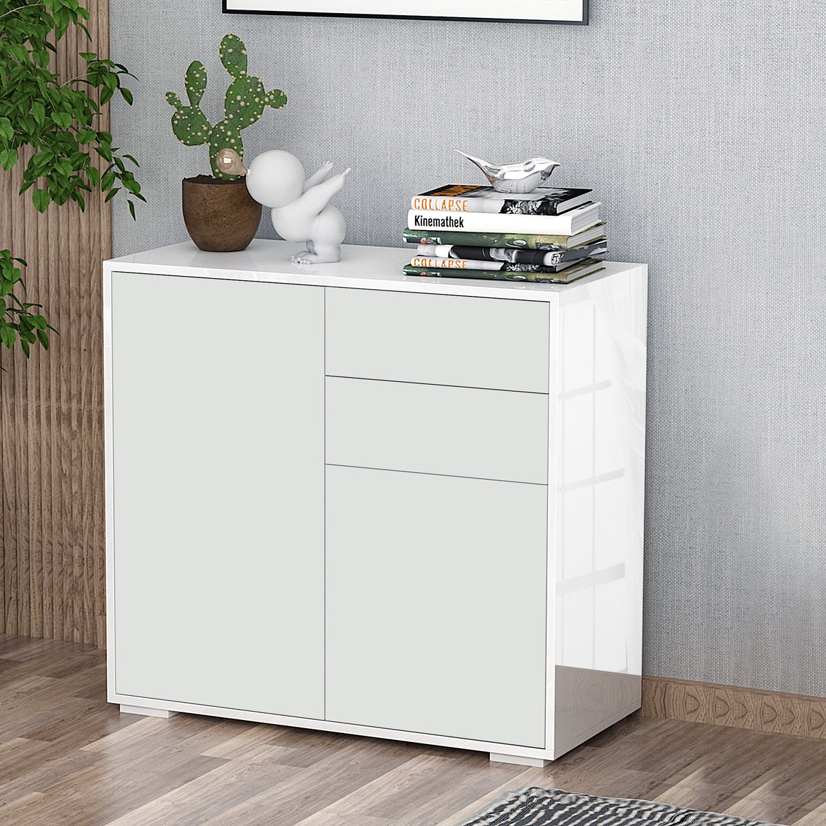 High Gloss Buffet Sideboard with 2 Drawers – 31"W x 29"H