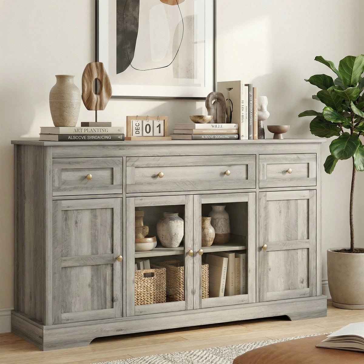 Sideboard Buffet Cabinet with Storage – 55"W x 32"H