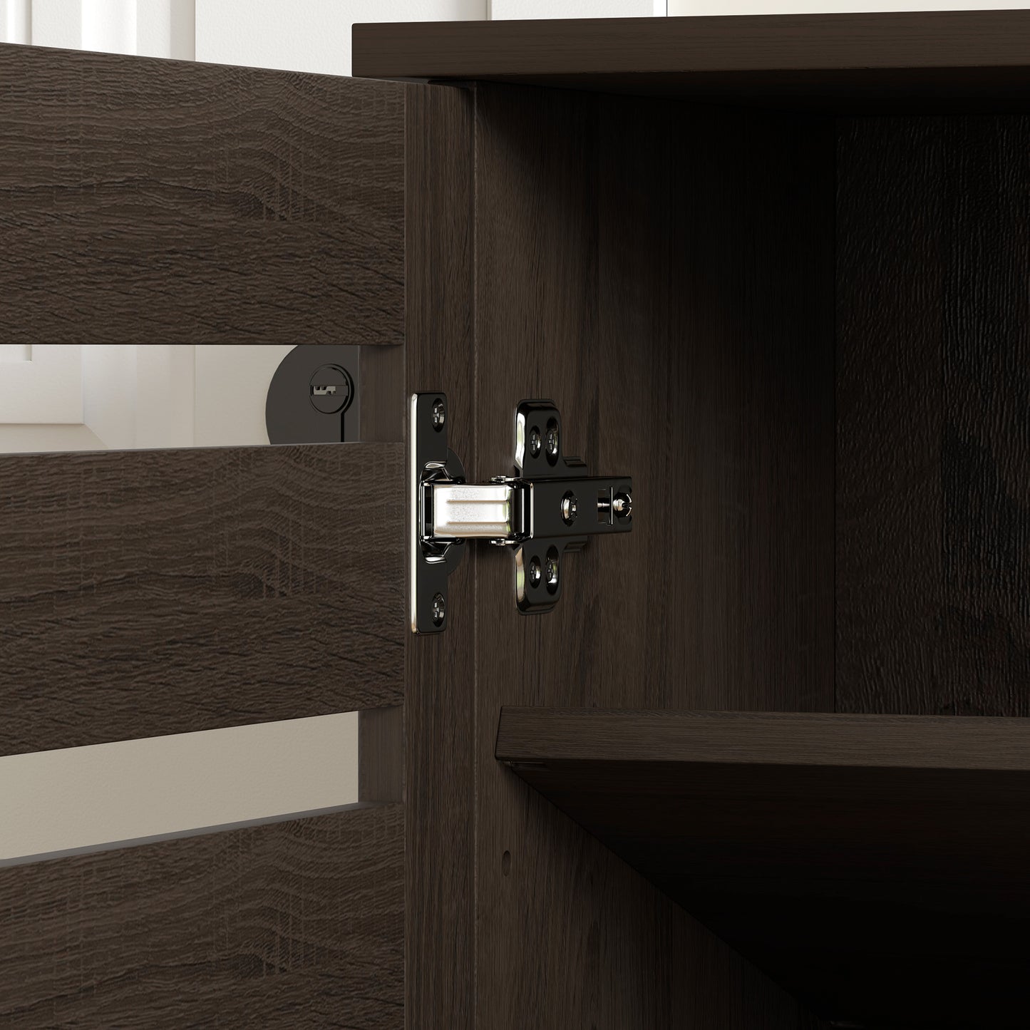 HOMCOM Narrow Entryway Shoe Cabinet, Slatted Doors, Adjustable Shelves, Dark Brown