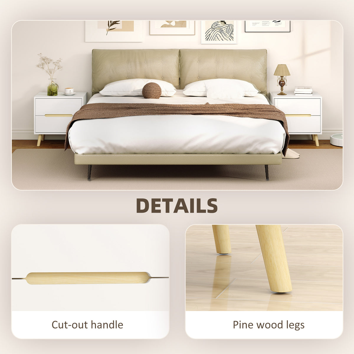 2-Drawer Nightstands with Solid Wood Legs, Set of 2 – 20"W x 20"H
