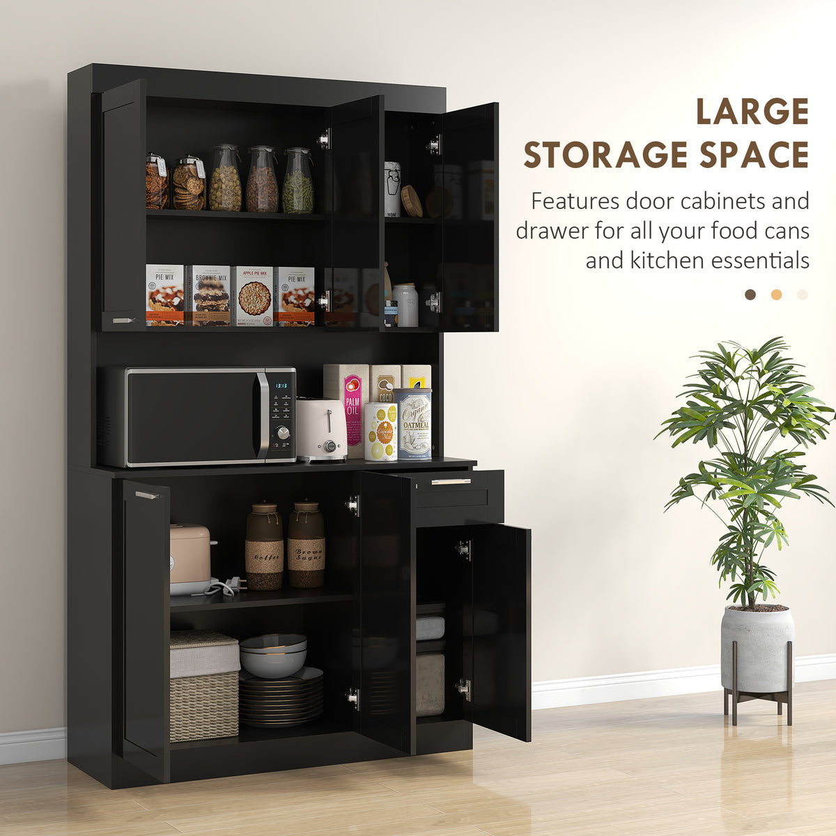 Kitchen Pantry Storage Cabinet with Hutch – 40"W x 71"H