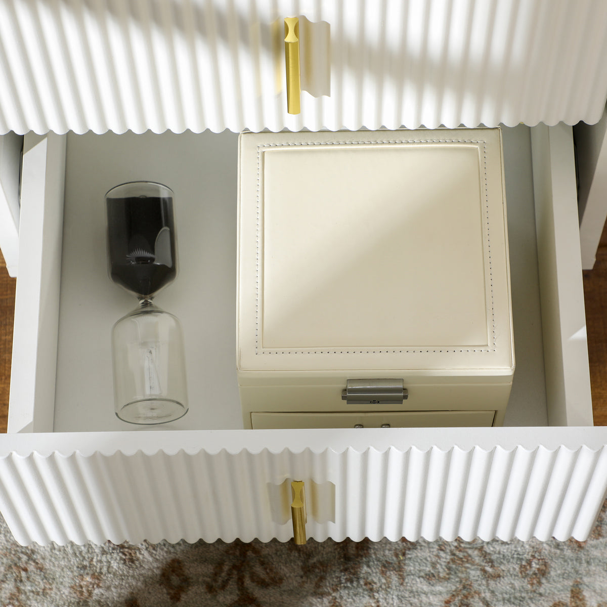 Modern 2-Drawer Nightstand with Metal Legs – 16"W x 19"H