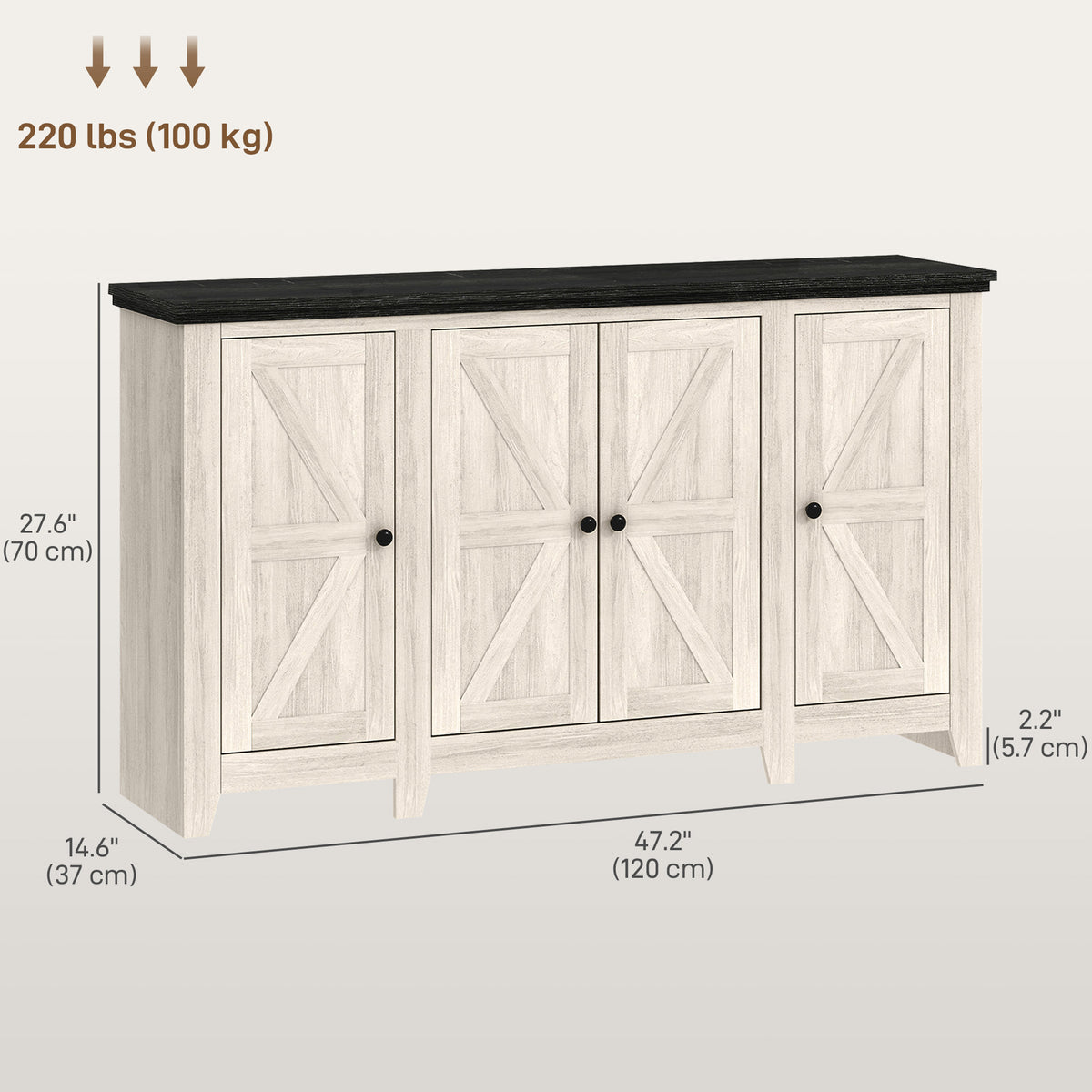 Buffet Cabinet with Adjustable Shelves – 47"W x 28"H
