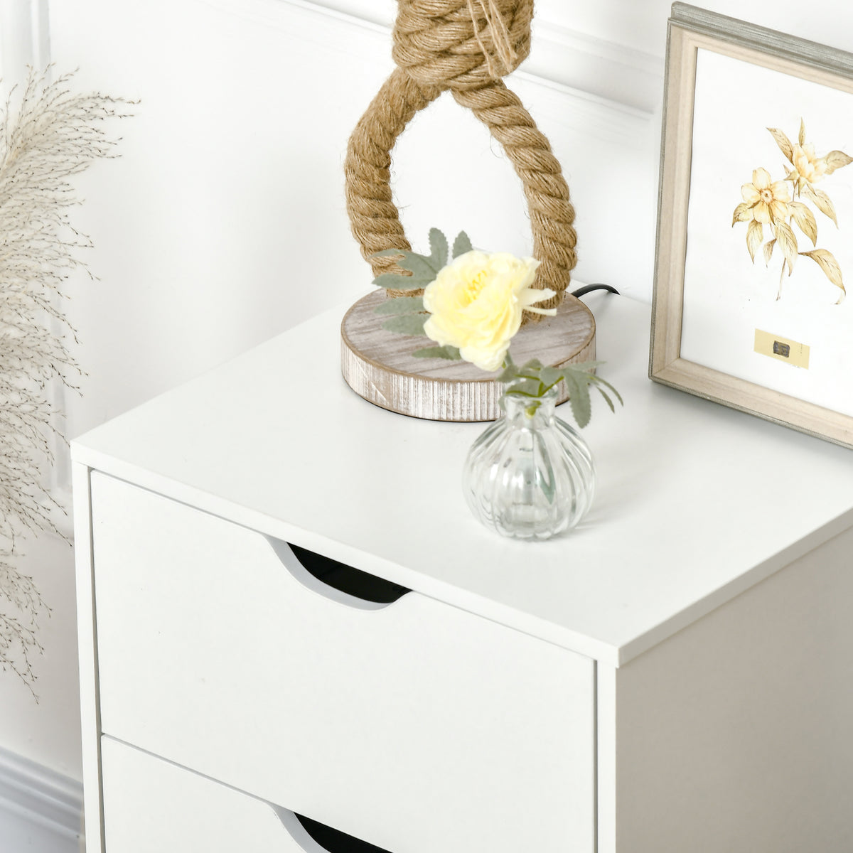 3-Drawer Nightstand with Wood Legs – 16"W x 27"H